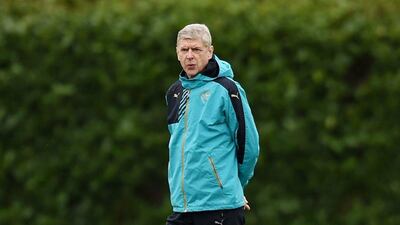 Arsenal manager Arsene Wenger shown during his team's training session on Monday ahead of Tuesday's Champions League contest. Tony O'Brien / Action Images / Reuters / February 22, 2016