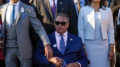 The Rev Jesse Jackson participates in the march. AP