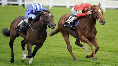 Strong Suit, right, seen here winning the Coventry Stakes, has had his Breeders' Cup preparations hampered.