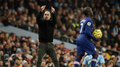 Manchester City manager Pep Guardiola reacts. Reuters