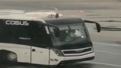 A Sukhoi passenger plane is engulfed in flames after it made an emergency landing due to an onboard fire. Mikhail Norenko via Reuters.