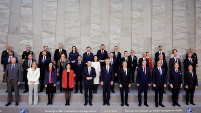 Ministers of Foreign Affairs pose for a photo in Brussels. AFP