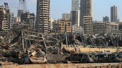 The scene of the explosion at the port in Beirut. AFP