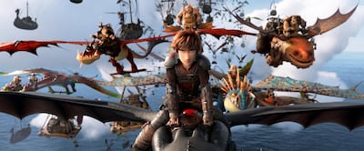 Hiccup, voiced by Jay Baruchel, in a scene from "How to Train Your Dragon: The Hidden World." The film was nominated for a Golden Globe for best animated film. Courtesy: DreamWorks Animation/Universal Pictures via AP