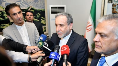 Iranian Foreign Minister Abbas Araghchi speaks to the media in Islamabad, Pakistan on Monday. EPA