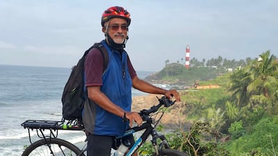 Ayyappan Nair on his trusty Indian-made bicycle. Photo: Tom Anthony