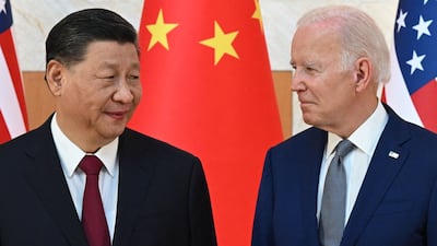 US President Joe Biden and China's President Xi Jinping at the G20 Summit in Bali, in November 2022. AFP