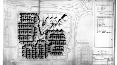 Sabah al-Salem Neighborhood Site C (Kuwait), general plan, 1978. Shiber Consult and INCO, Andrzej Bohdanowicz, Wojciech Jarzabek, Krzysztof Wisniowski. Private archive of Krzysztof Wisniowski, Wrocław (Poland).
