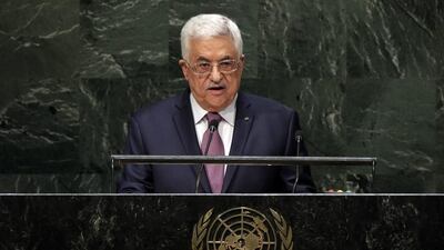 Mahmoud Abbas addresses the 69th session of the United Nations General Assembly at the UN headquarters. Richard Drew / AP Photo