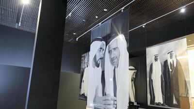 The Founding Fathers Exhibition with a display of rare photos of Sheikh Zayed photos, April 30, 2019. Etihad Museum, Dubai. Chris Whiteoak / The National