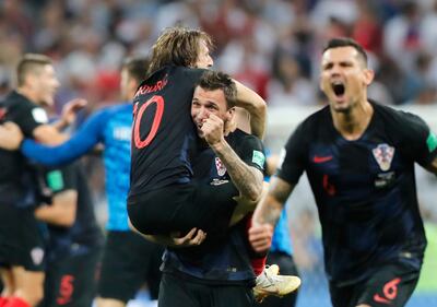 Croatia's players celebrate their win over England. AP Photo