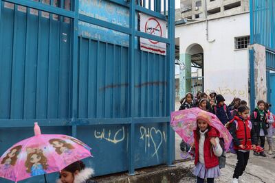 Children leave a school in Balata camp east of Nablus in the occupied West Bank. Zain Jaafar / AFP
