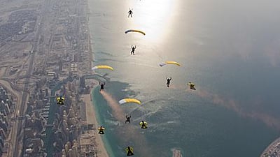 The UAE is ideal for wingsuiting because of the excellent facilities and spellbinding views the country can offer. Picture courtesy Skydive Dubai / Raise the Sky