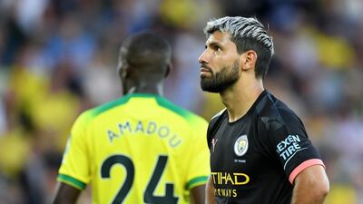 Manchester City's Sergio Aguero looks dejected during the match. PA