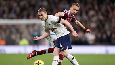 Oliver Skipp 7: Won crunching 50-50 with Rice in opening 10 minutes, much to delight of home fans. But then picked up yellow card for reckless lunge on Antonio soon after. Did good job for Spurs in midfield, though, and given warm reception on late substitution. Getty