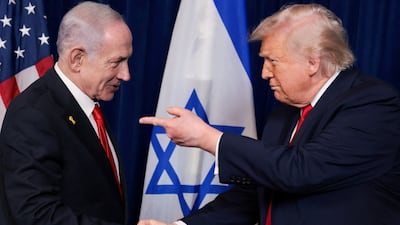 US President Donald Trump, right, and Israeli Prime Minister Benjamin Netanyahu. Reuters