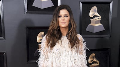2018: Karen Fairchild wears Monique Lhullier for the 60th annual Grammy Awards. Getty Images