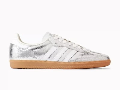 Choose shoes that take you from day to night. Seen here, Adidas Samba OG sneakers in silver, from Ounass