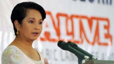 The Philippine president, Gloria Arroyo, speaks at an event in Manila, Philippines Sept 3 2008.