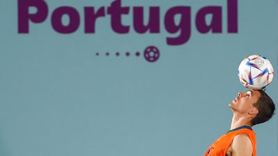 Portugal's Joao Palhinha balances the ball. EPA