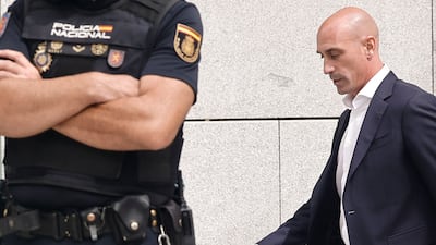 Former Spanish football federation president Luis Rubiales was arrested as he returned to Spain from the Dominican Republic. EPA