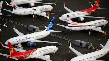 Airplanes at King County International Airport-Boeing Field in Seattle, US. Progress towards net zero has slowed by fuel shortages and weak policy support. Reuters