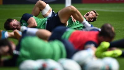 Ireland flanker Josh van der Flier takes part in a captain's run training session at Shizuoka Stadium Ecopa in Shizuoka. AFP