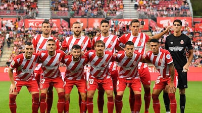 Girona players pose for a team picture ahead of their Primera Liga opener against Real Valladolid, which ended in a goalless draw last Friday. Getty Images