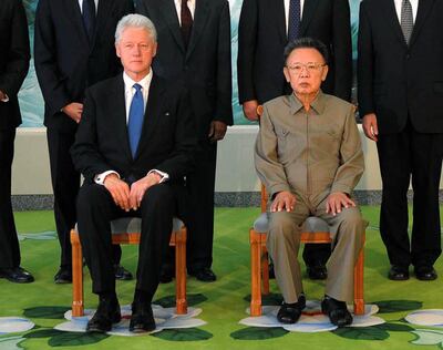 Former US President Bill Clinton meets Kim Jong-Il in Pyongyang in 2009. Korea News Service via AP