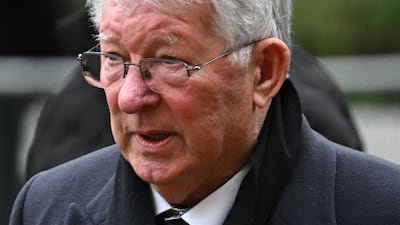 Manchester United's former manager Alex Ferguson at Manchester Cathedral to attend the funeral of Bobby Charlton. AFP