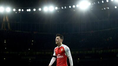 Arsenal’s Mesut Ozil shown during his team’s Premier League match against Bournemouth on Monday night at the Emirates Stadium. Will Oliver / EPA