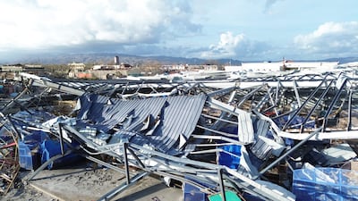The destroyed Black River Market. AFP