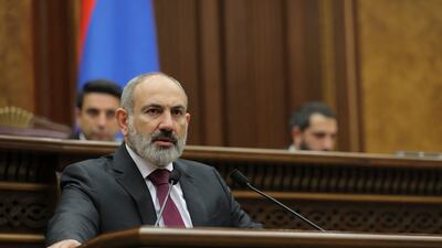 Armenian Prime Minister Nikol Pashinyan addresses Parliament in Yerevan. AFP