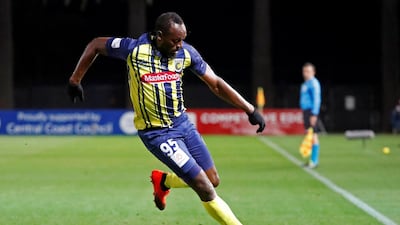 Usain Bolt in action during a pre-season friendly for Central Coast Mariners. Reuters