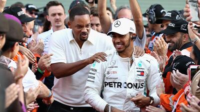 Will Smith encourages Lewis Hamilton ahead of the final race of the F1 season. Getty Images