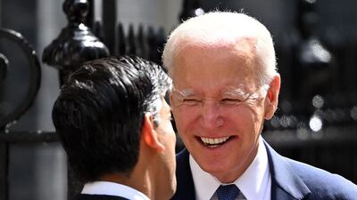 It is the American leader’s fifth meeting with Mr Sunak in as many months and sixth overall. AFP