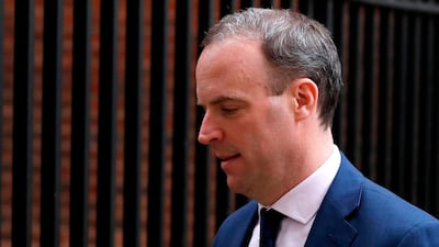 Britain's Foreign Secretary Dominic Raab leaves 10 Downing Street in central London as the UK government increases its coronavirus response. AFP