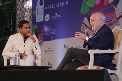 Andre Aciman in conversation with Siddharth Shanghvi at the 2019 Jaipur Literature Festival. Courtesy Jaipur Literature Festival