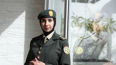 First Lt Zaina Rashed Al Dhaheri's father and older sister inspired her military career. Khushnum Bhandari / The National