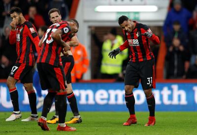 Lys Mousset celebrates scoring Bournemouth's winning goal. Peter Nicholls / Reuters