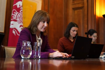 Britain's Chancellor of the Exchequer Rachel Reeves, left, pictured taking part in a G7 finance ministers' video call on the situation in the Middle East, has warned of rising inflation. AFP