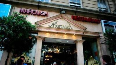 A Lebanese cafe on Edgeware Road, London. Lebanese cafes enjoy a healthy patronage in London.