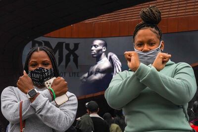 Fans pay tribute outside a memorial to celebrate the life of late of rapper and actor Earl Simmons, known by his stage name DMX. Reuters