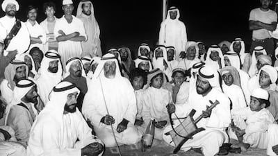 Sheikh Zayed meets citizens in Ghayathi in 1976.