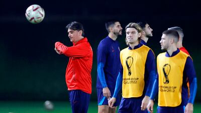 Croatia's head coach Zlatko Dalic leads his team's training session at Al Erssal Training Site 3 in Doha, Qatar, on Monday, December 12, 2022, on the eve of their World Cup semi-final against Argentina. EPA