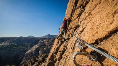 The Via Ferrata is part of the Jebel Activity Wall. Photo: Antony Hansen