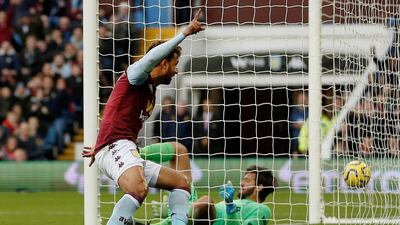 Aston Villa's Trezeguet celebrates scoring on Saturday. Reuters