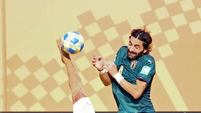 Tahit's Heimanu Taiarui, left and Alfioluca Chivaro of Italy. EPA