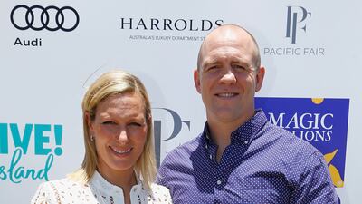 Zara Tindall, wearing a white broderie dress, and Mike Tindall pictured at the Magic Millions Polo Event on January 8, 2017 in Gold Coast, Australia. Getty Images