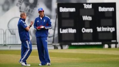 Despite exciting fixtures ahead, the England think-tank of Andy Flower, left, and captain Alastair Cook focus on the task at hand. Clive Rose / Getty Images